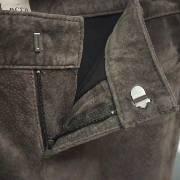 ***SOLD***  Ultra Soft Suede Leather Slim Straight Leg Pants sz 4 Mushroom Brown - Picture 4 of 8